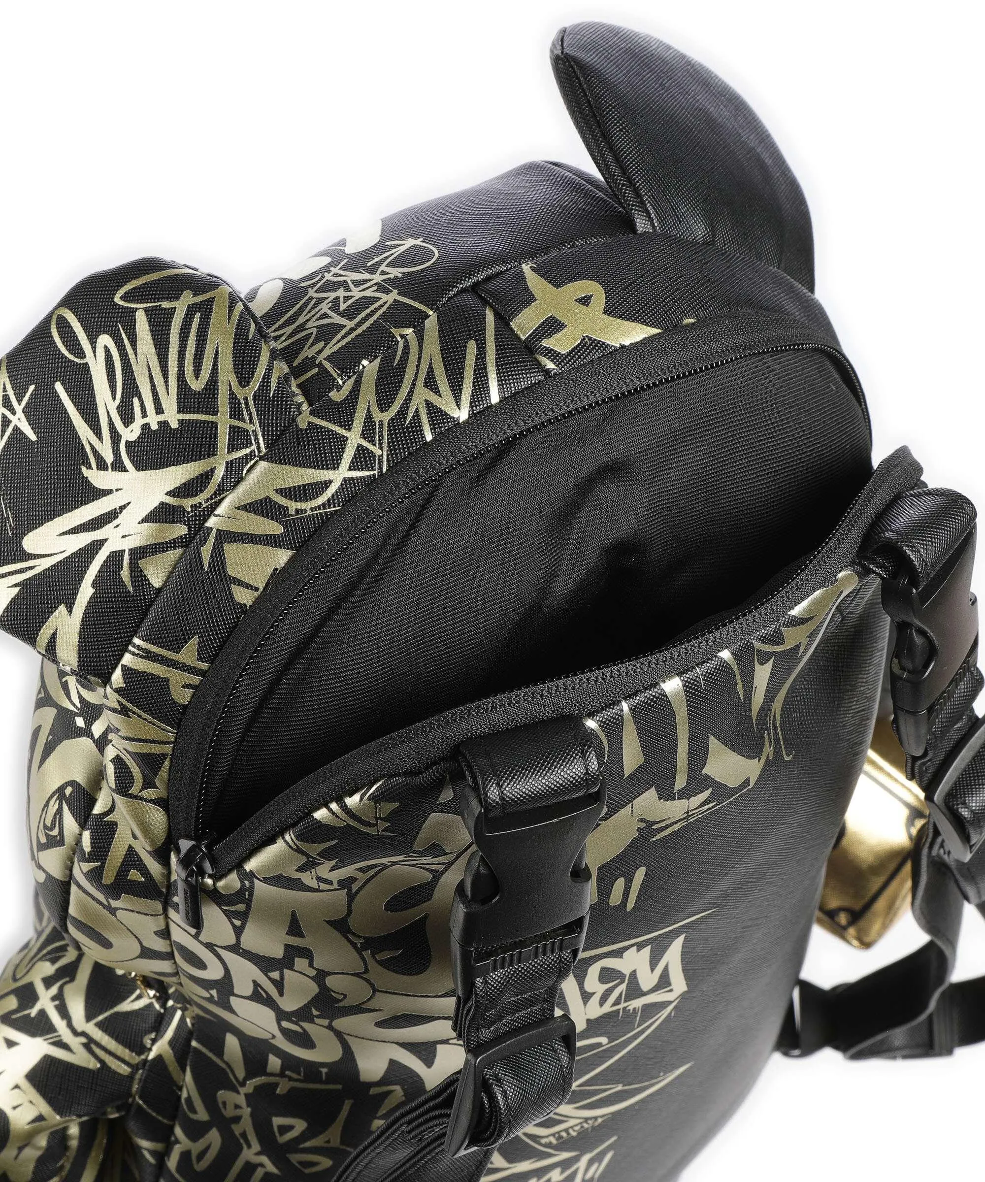  Sprayground Half Graff Gold Bear Teddy Bear Zaino plastica nero  