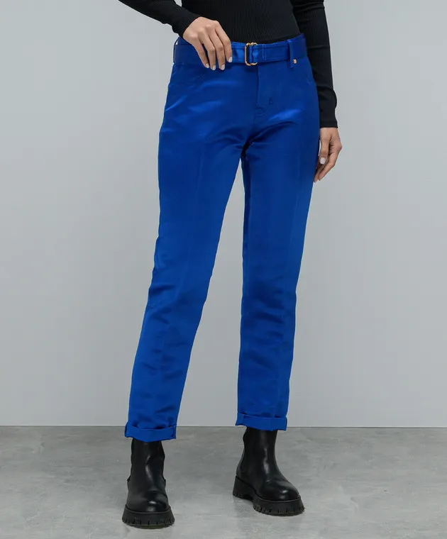 Tom Ford Pantaloni blu in raso di seta PAW143FAX671