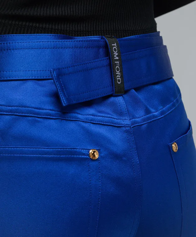 Tom Ford Pantaloni blu in raso di seta PAW143FAX671