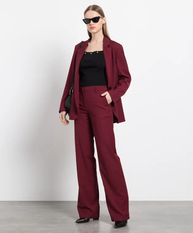 Twinset Pantaloni bordeaux con logo 222TP2070