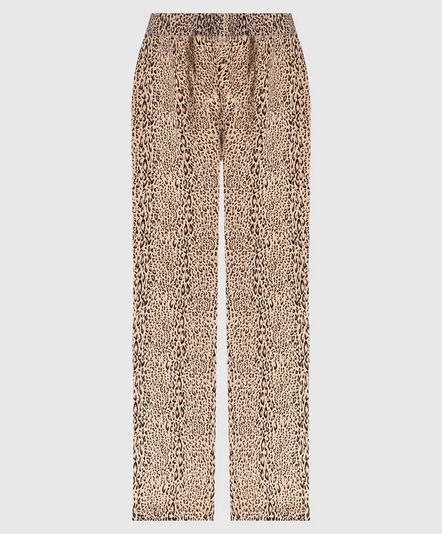 Twinset Pantaloni svasati con stampa leopardata beige 232TP3602