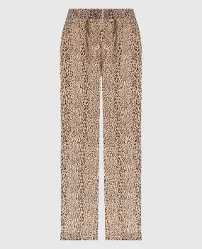 Twinset Pantaloni svasati con stampa leopardata beige 232TP3602