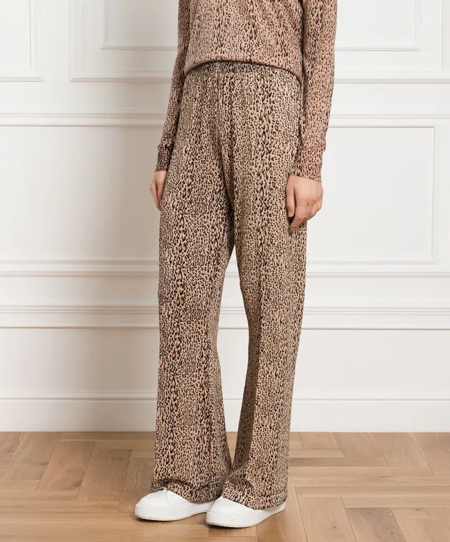 Twinset Pantaloni svasati con stampa leopardata beige 232TP3602