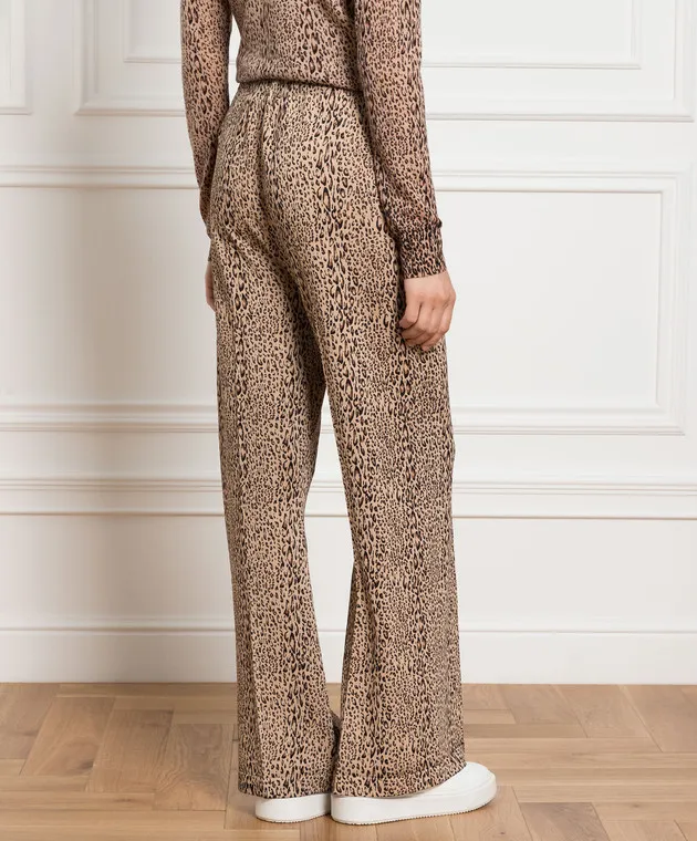 Twinset Pantaloni svasati con stampa leopardata beige 232TP3602