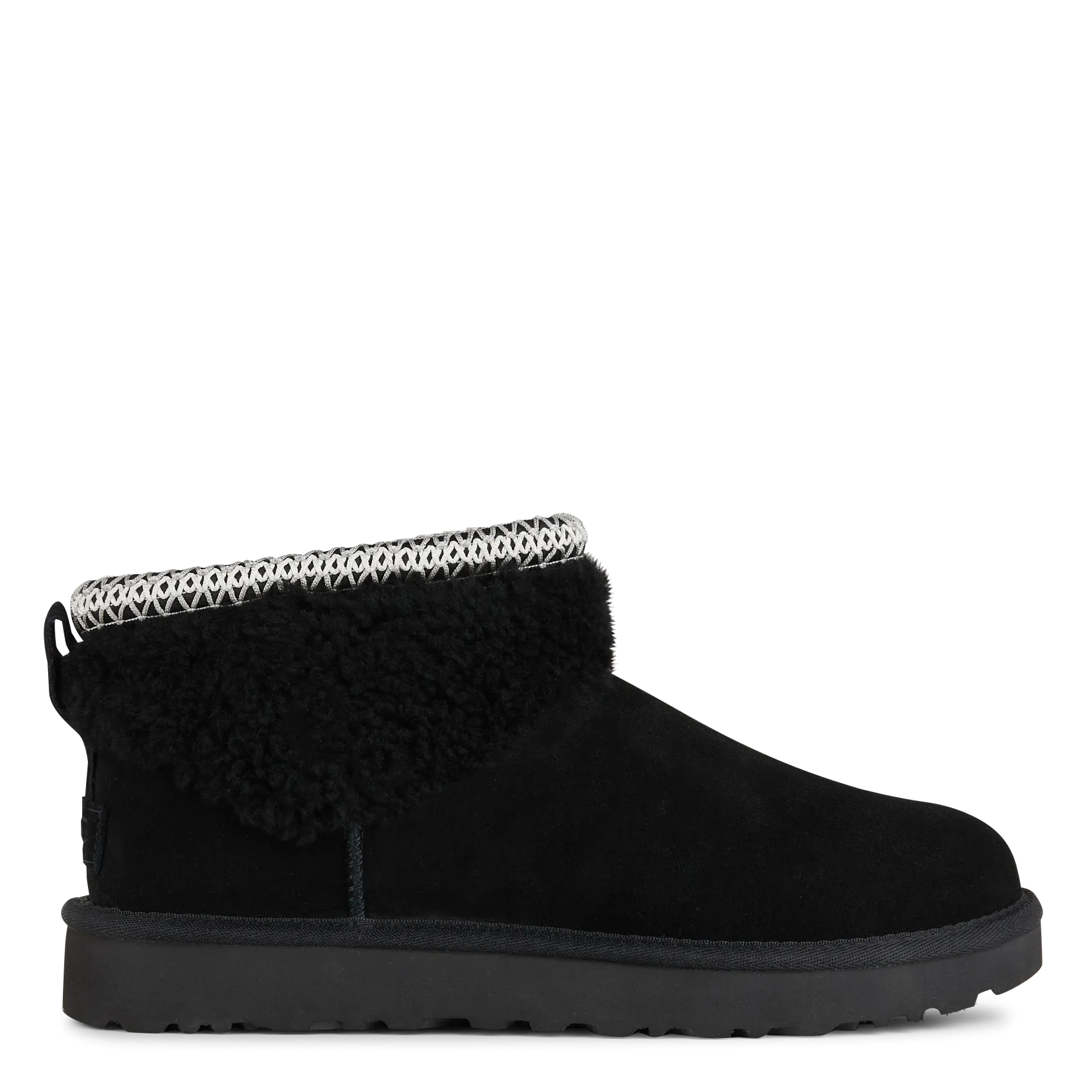  UGG   CLASSIC ULTRA MINI MAXI CURLY - Ciabatte alte in pelle scamosciata mista | Nero