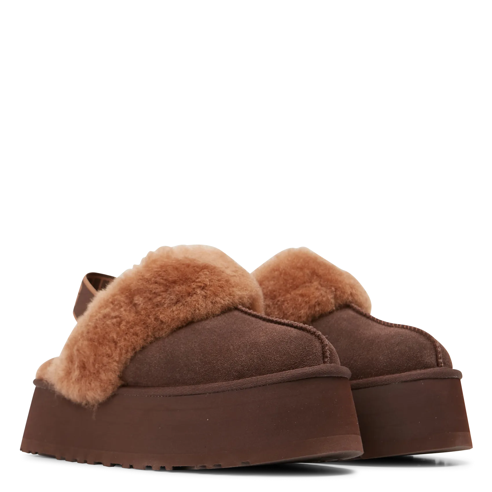  UGG   FUNKETTE - Pantofole con zeppa in pelle | Marrone