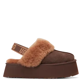  UGG   FUNKETTE - Pantofole con zeppa in pelle | Marrone