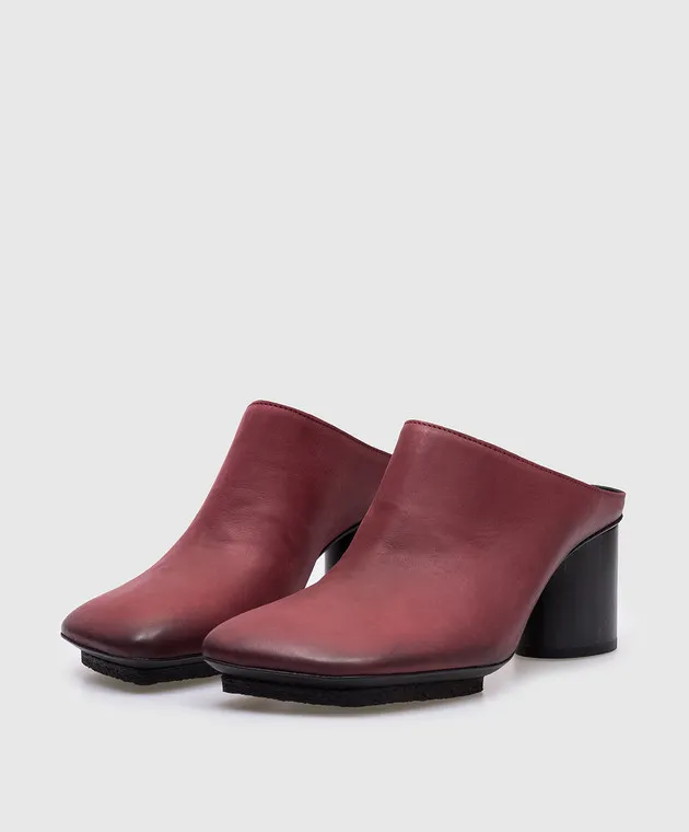 UMA WANG Zoccoli in pelle bordeaux US9193