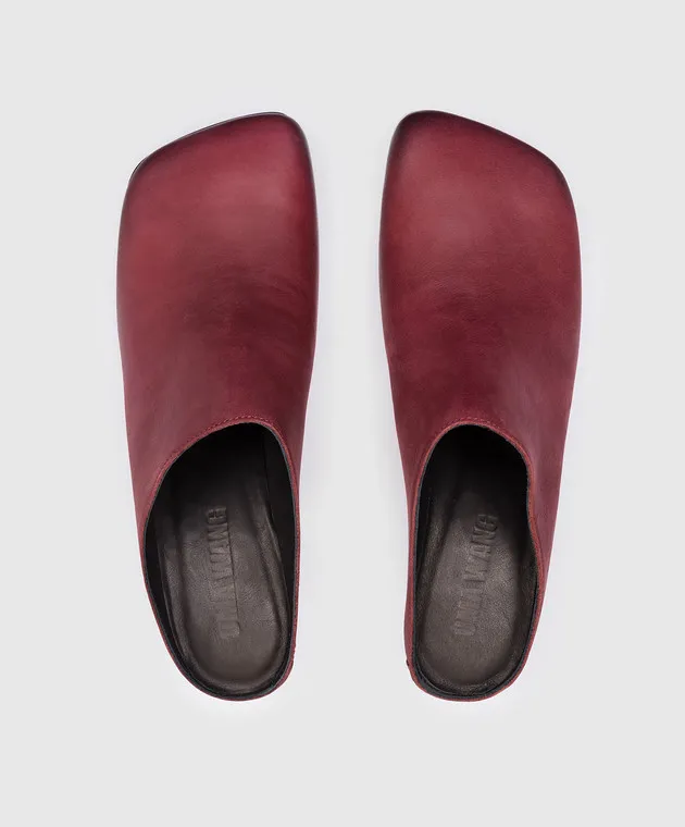 UMA WANG Zoccoli in pelle bordeaux US9193