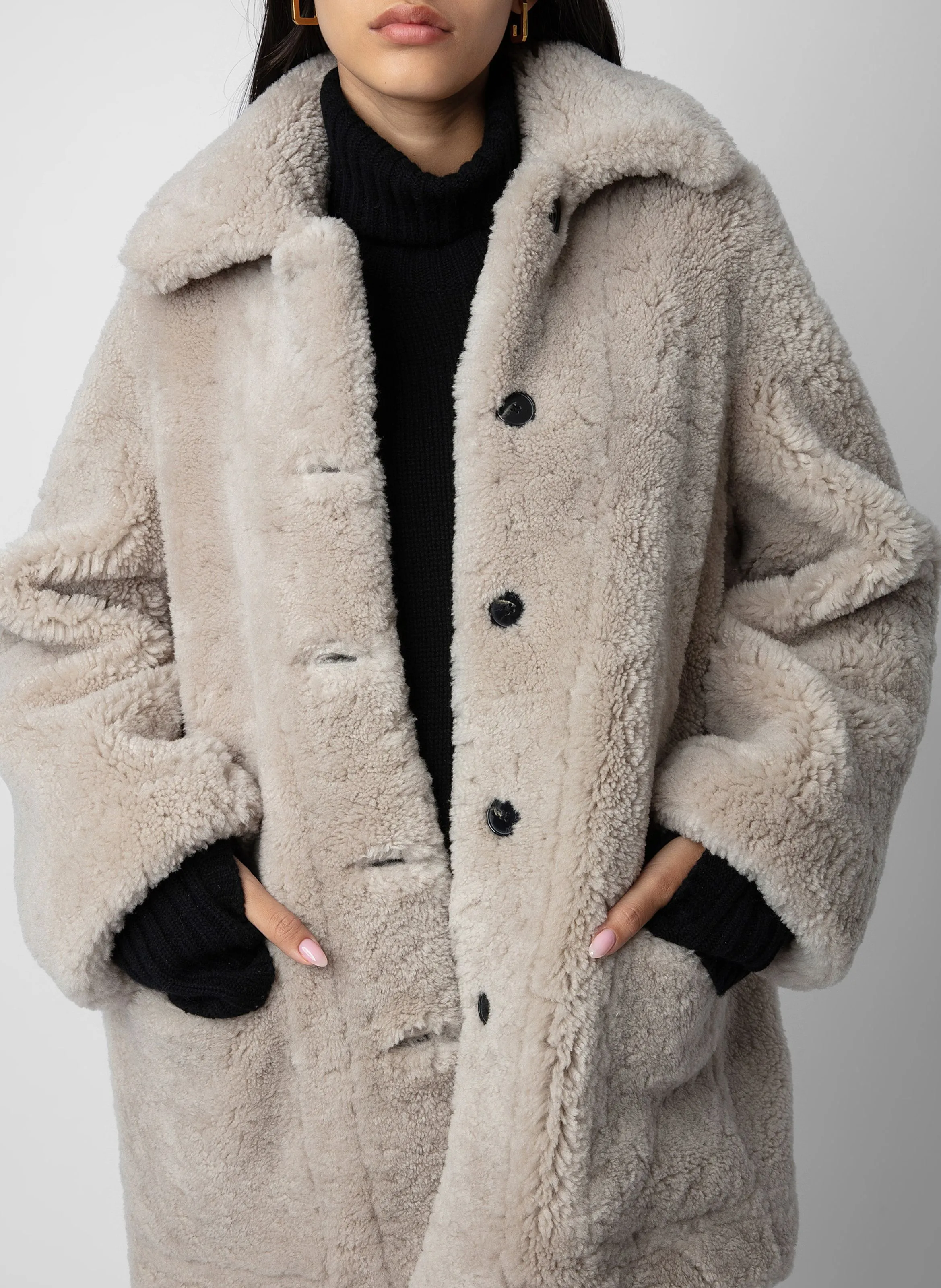  ZADIG&VOLTAIRE   MAGDAS - Cappotto double face in pelle e shearling | Beige