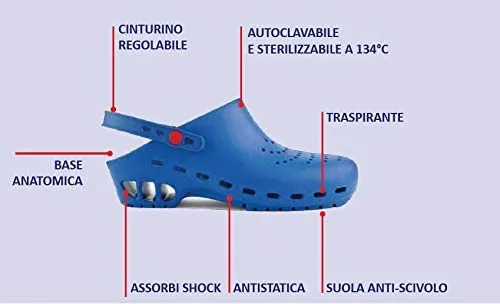 Zoccoli sanitari professionali ROSATO - In gomma Clogs autoclavabili a 134°, antistatici ed ipoallergenici - Made in Italy